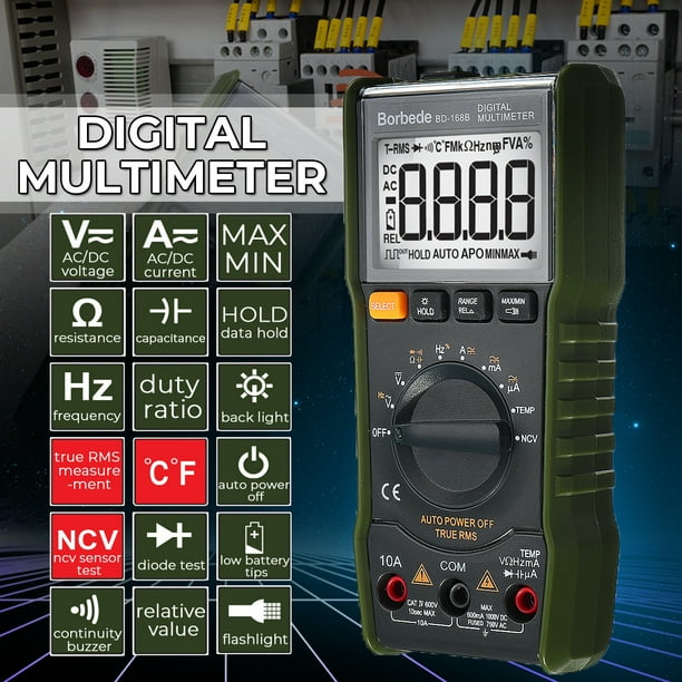 Frequency; Tests Diodes Auto-Ranging Digital Multimeter TRMS 6000 Counts Volt Meter; Measures Voltage Tester Continuity Temperature Resistance Current Frequency; Tests Diodes Auto-Ranging Digital Multimeter TRMS 6000 Counts Volt Meter; Measures Voltage Tester Continuity Temperature Resistance Current